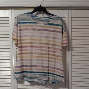 Colorful Striped Women's Short Sleeve Top